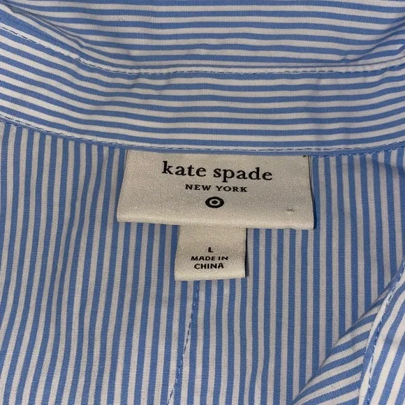 KATE SPADE New York x Target Ribbon Short Sleeve Midi Shirtdress in blue stripe. - Picture 6 of 8